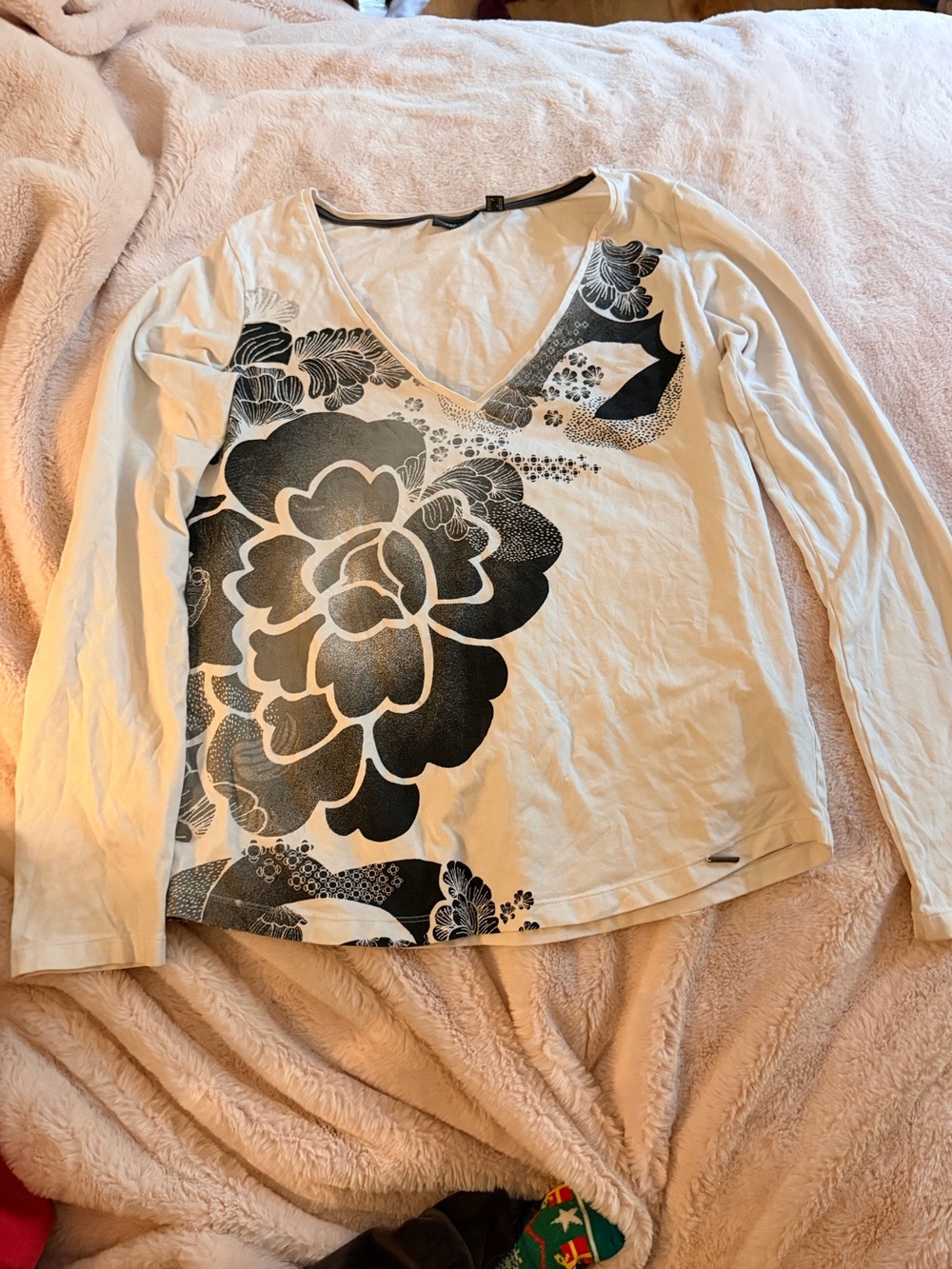 Y2K Mexx yoga long sleeve cotton activewear v neck floral pattern